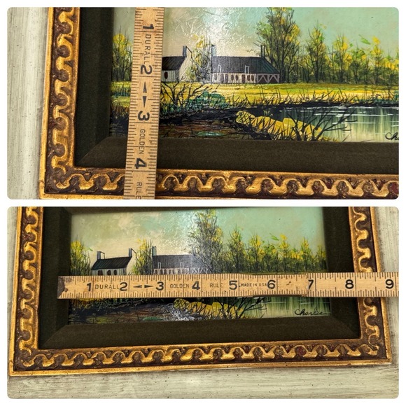 Vintage Framed Painting on Board-Rural European Landscape Scene-Signed - Picture 9 of 9